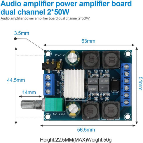 2Pcs Digital Amplifier Board, TPA3116D2 Dual Channel Audio Stereo AMP 2x50W for Home Theater DIY Speakers