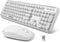 FOPETT Wireless Keyboard and Mouse Combo, 2.4G Full-Sized White Keyboard with Round Keycaps for Laptop/PC
