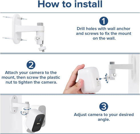 2Pack Wall Mount for eufyCam 2C/2C Pro, 2/2 Pro, 3C/S300, Adjustable Camera Mount Brackets for Indoor/Outdoor