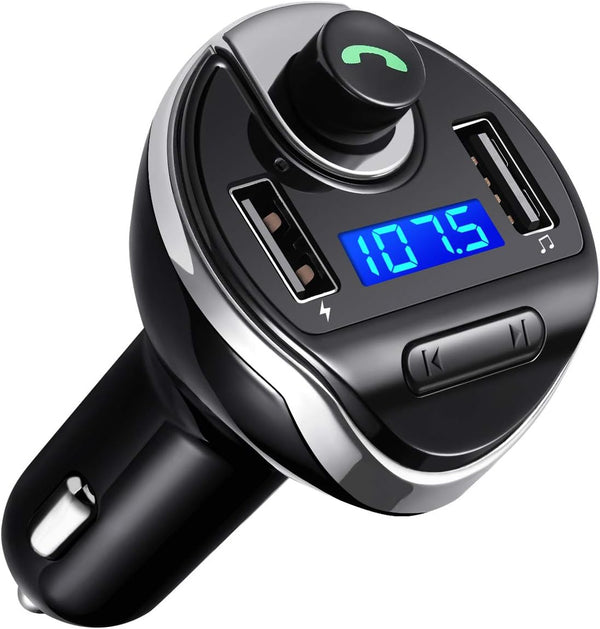 Criacr Aux Bluetooth Adapter for Car - Hands-Free Call Dual Ports Charger, FM Radio Transmitter Receiver, Mp3 Audio