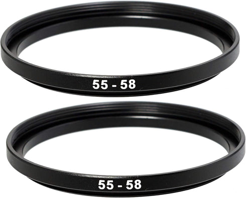 (2 Pcs) 55-58MM Step-Up Ring Adapter, 55mm to 58mm for DSLR Camera Lens and Filters