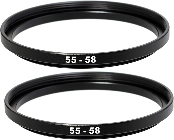 (2 Pcs) 55-58MM Step-Up Ring Adapter, 55mm to 58mm for DSLR Camera Lens and Filters