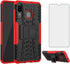 Asuwish Galaxy A20 A30 Case with Kickstand, Tempered Glass Protector, Slim Heavy Duty Rugged Cover for Women - Red