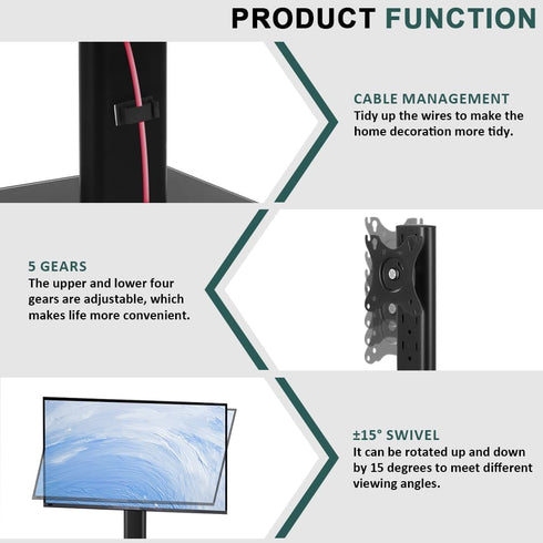 BFTOU 13"32" 5 80x80mm/95x95mm 77lbs Monitor Stand for Screens Swivel Computer Monitor Holder Freestanding Height