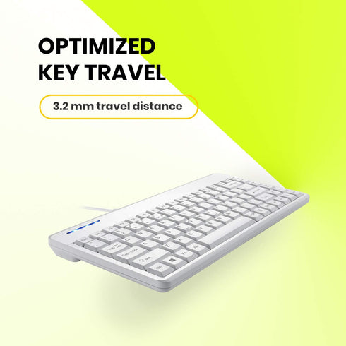 Perixx PERIBOARD-409PW Wired PS2 Mini Keyboard - White - US English Layout - 12.36x5.75x0.79 inches Dimension
