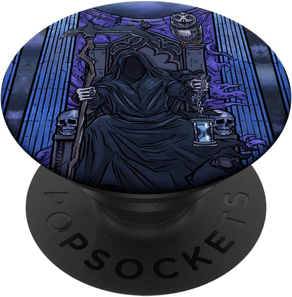 Justice Tarot Card Grim Reaper Halloween Gothic Witch PopSockets Standard PopGrip