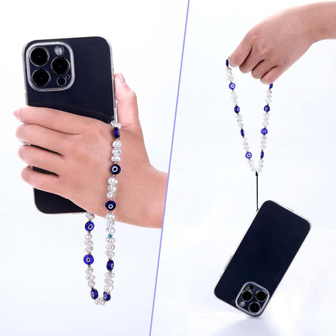 Evil Eye Beaded Phone Charm, Handmade Lanyard Wrist Strap Keychain for Men Women Girls Cell Phone String Strap