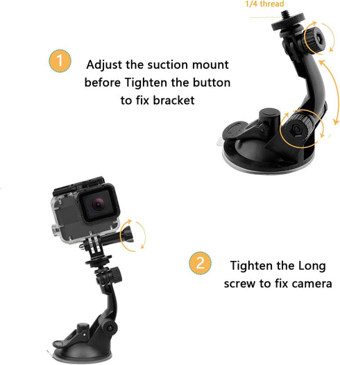 Suction Cup Mount for Gopro Hero 13 12 11 10 9 8/AKASO EK7000/Brave 4/Brave 7 Action Cameras