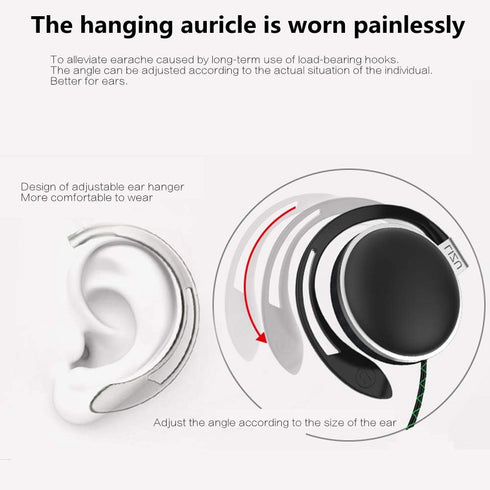 Portable Clip Type Earphones with Microphone & Call Controller, Compatible with 3.5mm iPhone & Android - Black.
