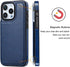 Compatible Wallet Case for iPhone 15 Pro 6.1” +1 Screen Protector, Slim PU Leather Kickstand Case, Deep Blue