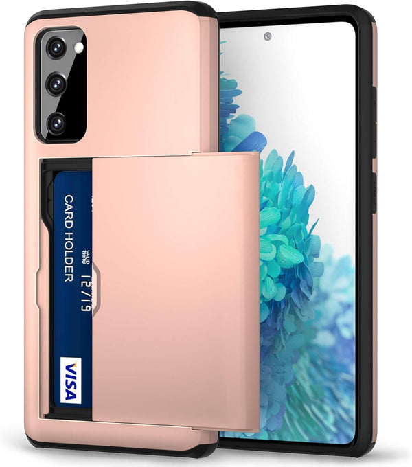 Jiunai for Samsung Galaxy S20 FE Case, Card Holder Wallet for 2 Cards, Protective Dual Layer Rubber Cover