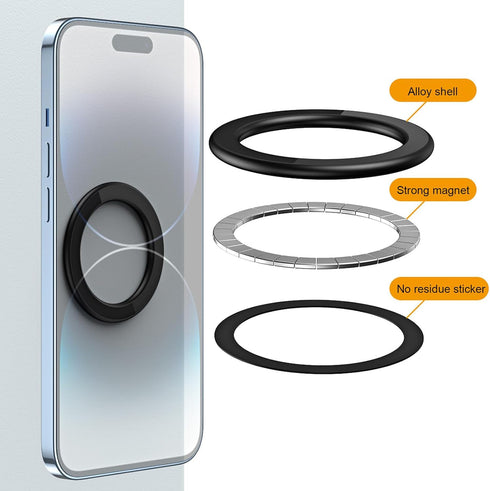 TENOC Magnetic Wall Mount, Magnet Ring Phone Holder, Hands-Free Mirror Shower Car Magnet Stand for All Cellphones