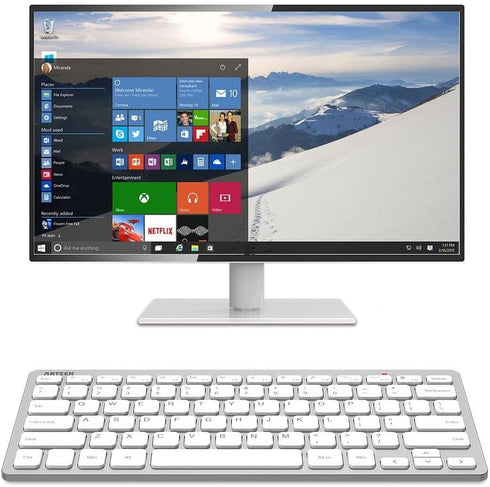 Arteck 2.4G Wireless Keyboard, Ultra Slim Compact with Media Hotkeys for Desktop PC, Laptop, Smart TV