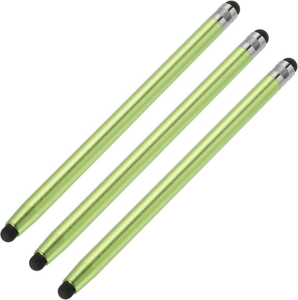 MECCANIXITY 3pcs Stylus Pens for Touch Screens, Dual Rubber Tips Capacitive Stylus Universal Tablet Pen (Green)