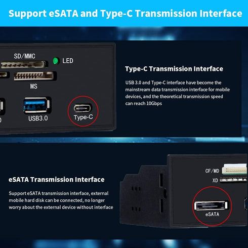Mugast 5.25 inches 3.0 3.1 M2, 64G Internal Card Reader, USB Interface Multifunction Internal Card Reader Dashboard PC