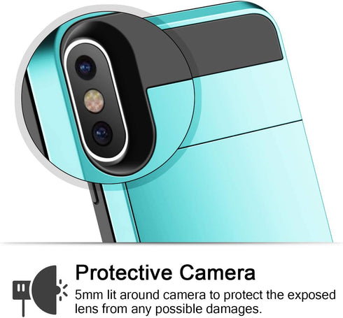 Vofolen Case for iPhone Xs Max, Wallet Card Holder Sliding Cover, Dual Layer Protective Hard Shell Hybrid TPU Bumper