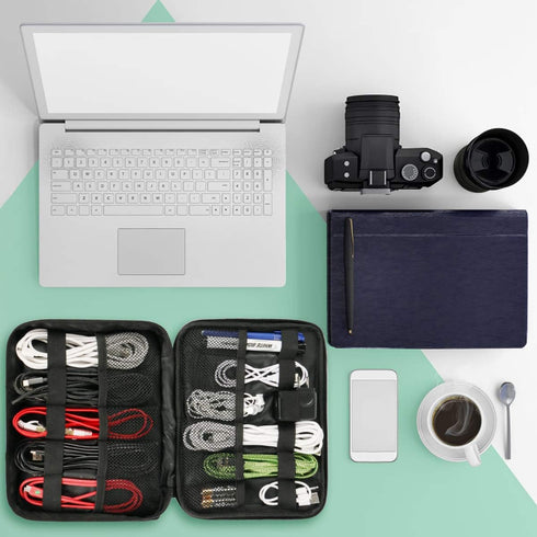 MATEIN Electronics Organizer, Waterproof Travel Electronic Accessories Case, Portable Double Layer Cable Storage Bag