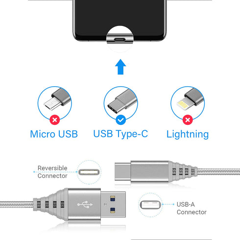 10FT+6FT Long USB Type C Charger Cable for Moto G Power/G Stylus 2022/2021, G 5G/G Fast/G Play, LG Stylo 5/6, Edge 2022.