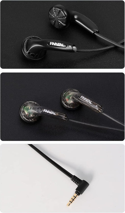 FAAEAL Iris Ancestor in-Ear Earphones, Super Bass 3.5mm Wired Headphones with/without HD Microphone, Black