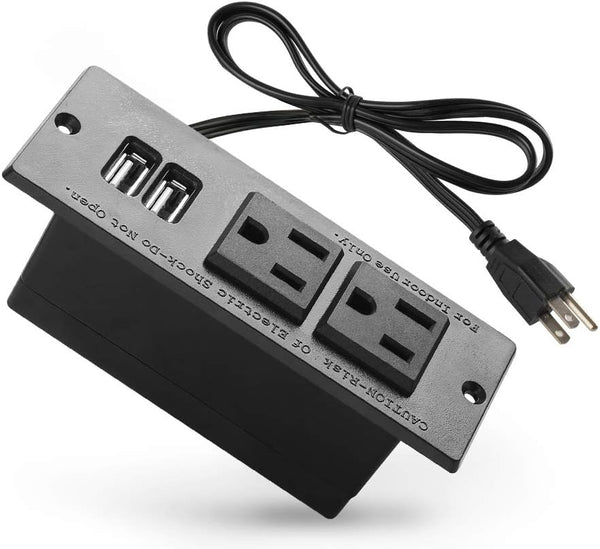 Conference Recessed Power Strip Socket with USB Ports, Desktop Charging Station with 2-Outlets and 2 USB Ports