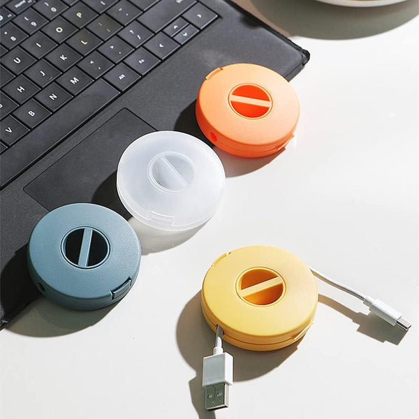 4PCS Retractable Portable Cable Management, Flexible Cord Organizer in 4 Colors for Home Office Classroom (Round)