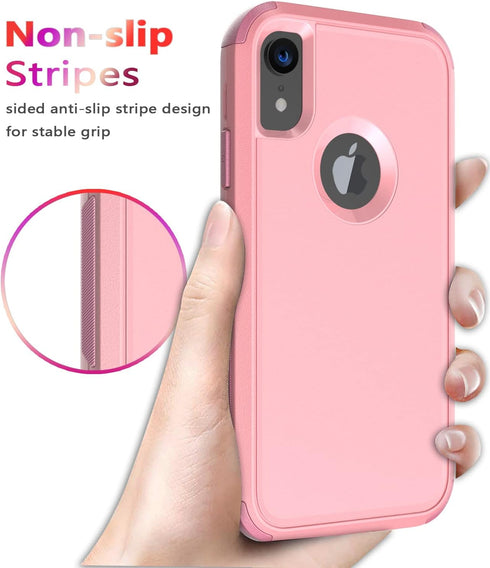 Diverbox Heavy Duty Protection Case for iPhone XR, Shockproof, Dropproof, Dust-Proof Phone Cover (Pink)