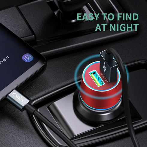 Rapid USB C Car Charger, Compatible for Samsung Galaxy S23/S22/S21/Note 20, Quick Charge 3.0 Dual USB
