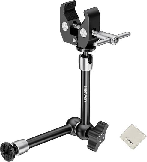 NEEWER 9.8"/25cm Magic Arm with Super Clamp & Cleaning Cloth, 1/4" &