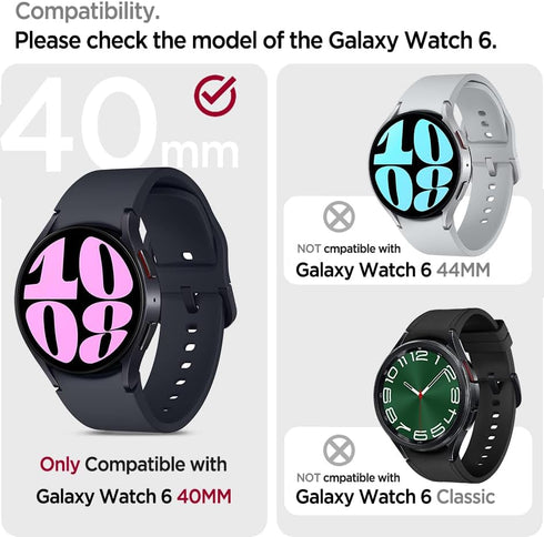 Miimall Waterproof Case for Samsung Galaxy Watch 6 40mm, Hard PC Bumper Cover with Tempered Glass Screen Protector for Galaxy Watch 6, Full Coverage Anti-Fog Galaxy Watch 6 40mm Case Frosted Black