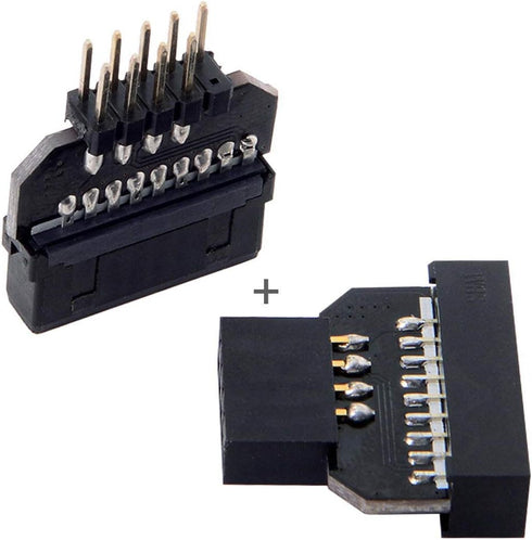 chenyang 2 Pack USB 2.0 Front Panel Header 9/10Pin Male/Female to 19/20Pin Connector Adapter