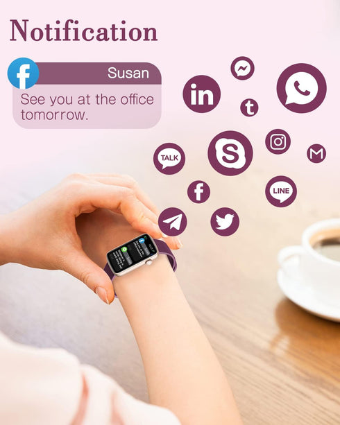 Smart Watches for Women, LYNN2 Fitness Tracker Watch Compatible with iPhone Android, Heart Rate Monitor, Waterproof