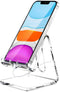 Crpich Acrylic Cell Phone Stand, Portable Clear Desk Stand for Phone 15 14 13 Pro Max Mini 12 11 Plus SE, Tablet