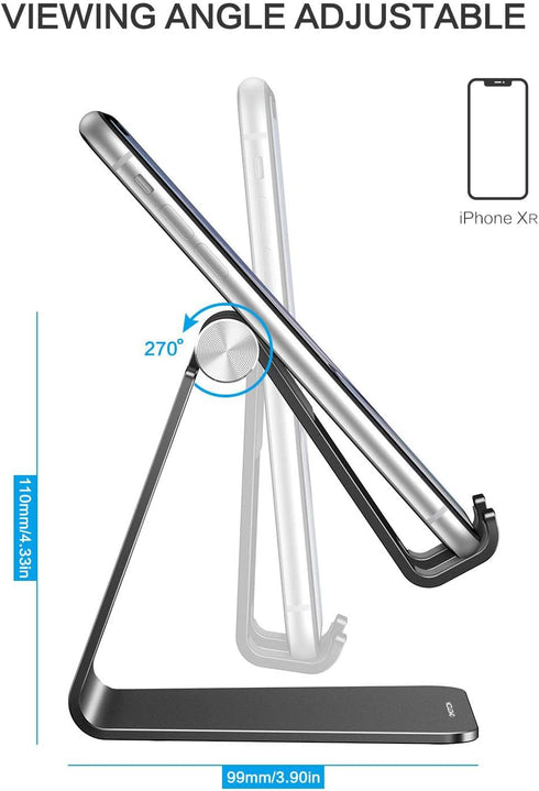 OMOTON Adjustable Cell Phone Stand, C2 Aluminum Desktop Phone Holder Dock for iPhone, Samsung Galaxy, Google Pixel,