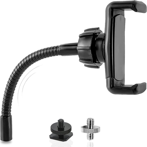 Ring Light Phone Holder - Universal Phone Mount for Ring Light with 1/4 and Hot Shoe Adapter, Flexible for Tripod Stand