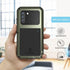 LOVE MEI Military Rugged Case for Samsung Galaxy S21 FE 5G, Shockproof Dustproof Hybrid Metal Silicone Gel Cover with
