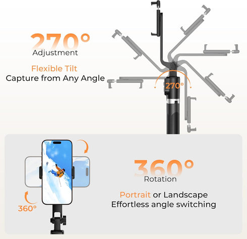 SENSYNE Selfie Stick for Phone, Extendable Travel Tripod with Detachable Remote for Photography, Selfies, Compatible