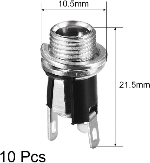 uxcell 10pcs 5.5mmx2.1mm DC Power Jack Socket Female Mount Connector DC-025M