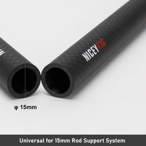 NICEYRIG 15mm Rod 16'' Carbon Fiber Camera Rails for Heavier Shoulder Mount Rig, Follow Focus, Max Payload 222lb - 555