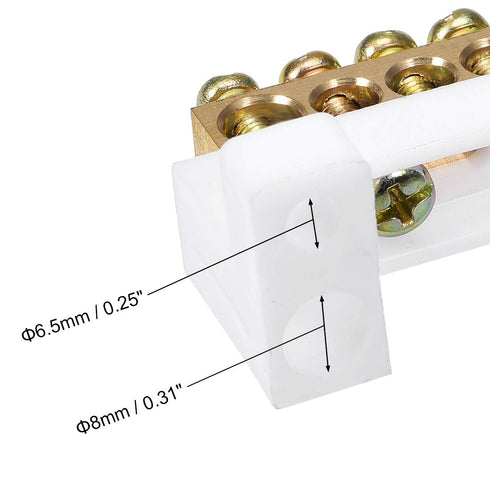 uxcell Terminal Block Connector Bar, 10 Positions Single Row Electric Barrier Bar, 2 Pcs