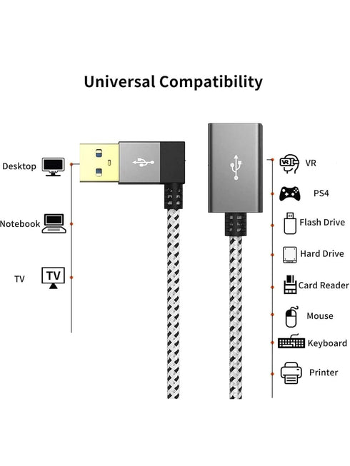CableCreation Short USB 3.0 Extension Cable 1FT - Left Angle Male to Female Extender Cord, 90 Degree for VR