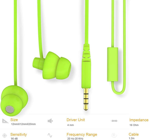 MAXROCK Mp3, 3.5mm, Wired Sleep Earphones Soft Sleep Earbuds Total Silicon Sleeping Headphones with in-line Mic