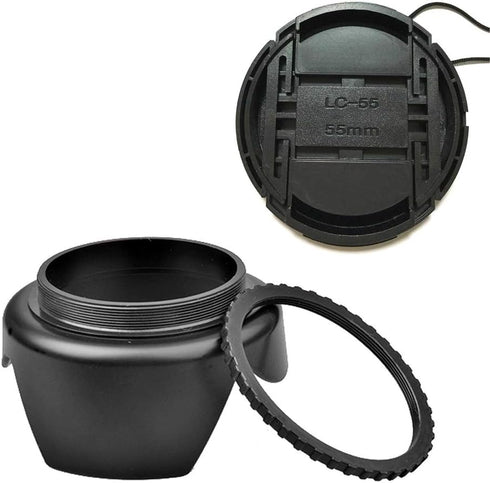 55mm Tulip Flower Lens Hood & Lens Cap - Compatible for Nikon D5600 D3500 D7500 Camera kit AF-P DX 18-55mm