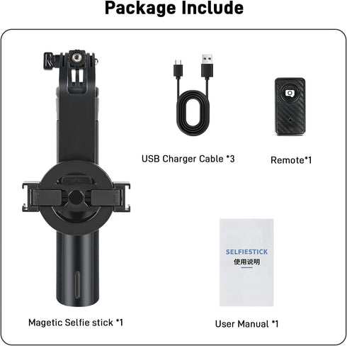 WOVTE 52" 16/15/14/13/12 Magnetic Selfie Stick Tripod, Tripod for iPhone with Rechargeable Remote, Portable Selfie
