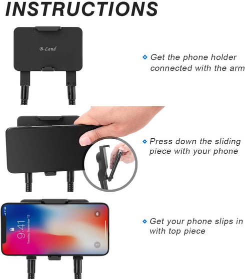 B-Land Phone Holder for Gooseneck Stand, Universal Mobile Phone Mount Clamp
