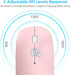 Wireless Mouse for Laptop, Bluetooth Mouse for MacBook Pro/Air/Mac/iPad/Chromebook/Computer -Rechargeale Dual Mode(USB 2.4Ghz + Bluetooth 5.2) Silent Cordless Mouse with USB C Adapter,Pink