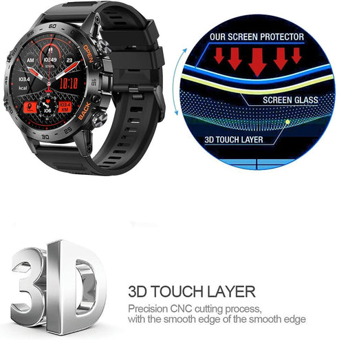 3 Pack Tempered Glass Screen Protector for SUNKTA K52 Smartwatch, Compatible with FOXBOX K-52 Anti-Scratch Foils