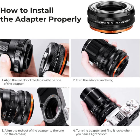 K&F Concept M42-FX IV Lens Mount Adapter for Manual Focus M42 Lens and Fujifilm X Mount Camera Body
