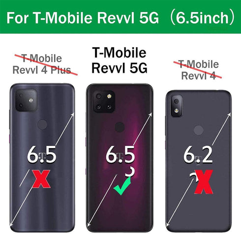 T-Mobile Revvl 5G Case with 2 Tempered Glass Screen Protector, Full Body Hybrid Hard Case with Kickstand, Midnight Green