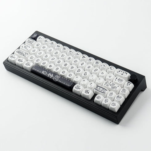PBT Keycaps - MOA Keycaps, Cute 130 Keys Dye-Sublimation Custom Keyboard Keycap Set for 61/64/68/84/87/100/104/108