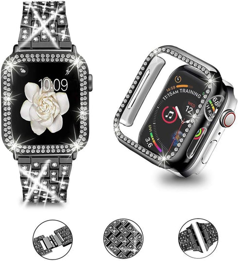 Compatible for Apple Watch Ultra Band - 49mm 46mm 45mm 41mm with 2 Pack Bling Crystal Diamonds Case Cover